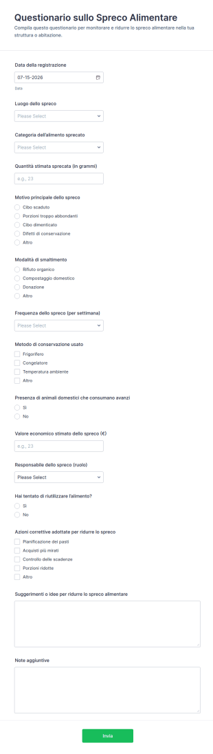 Registro Dello Spreco Alimentare