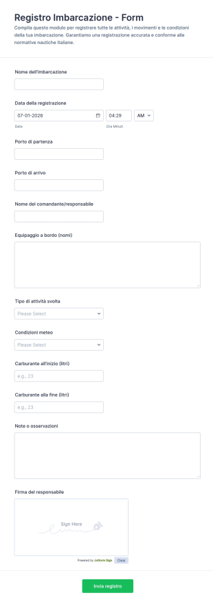 Registro Di Bordo Imbarcazione