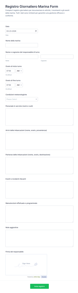 Registro Giornaliero Marina Form