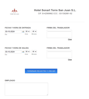 REGISTRO JORNADA "Empleado (Nombre Y Apellidos) Form Template