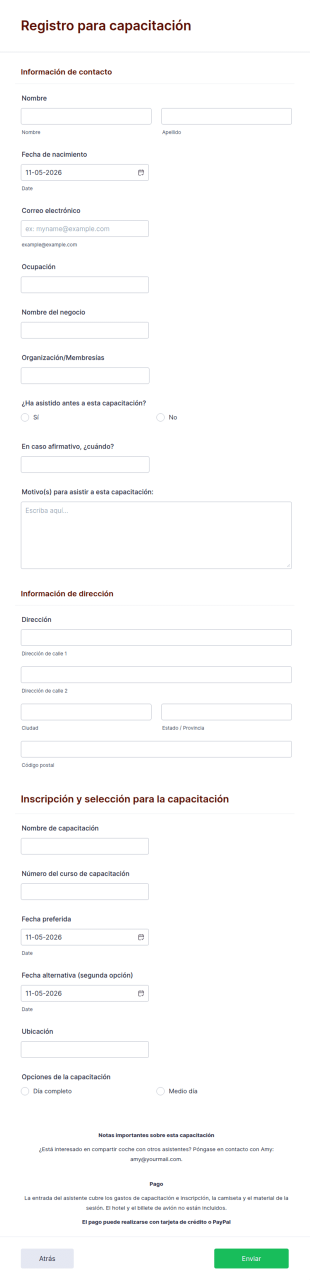 Registro Para Capacitación