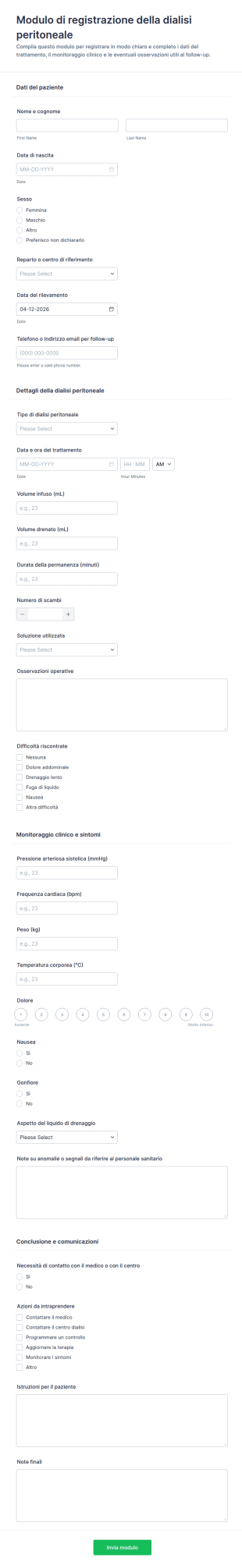Registro Per Dialisi Peritoneale Modulo