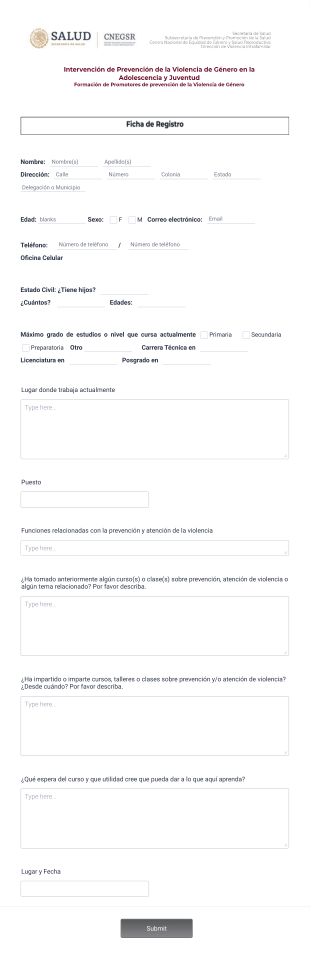 Registro Promotores Form Template