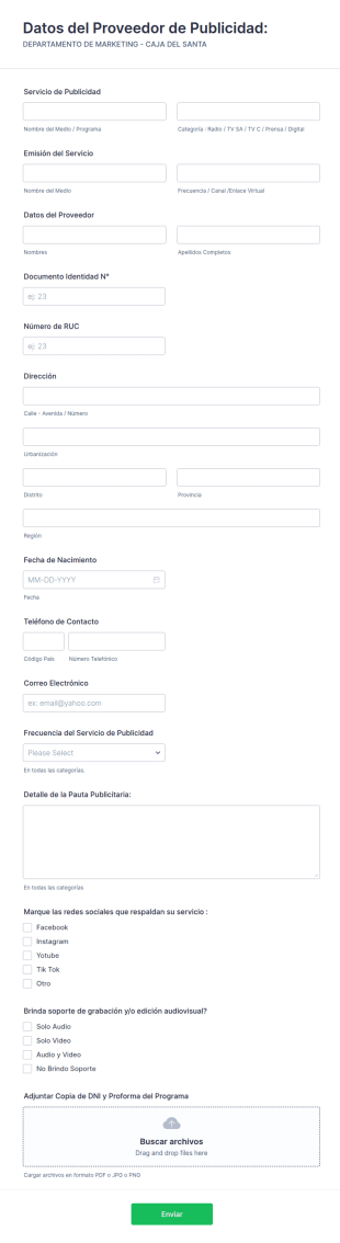 Registro Proveedores Publicidad