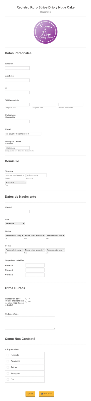 Registro Roro Stripe Drip Y Nude Cake