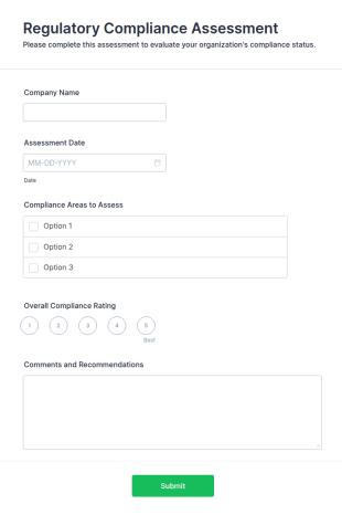 Regulatory Compliance Assessment Form Template