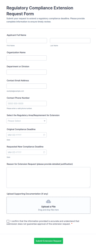 Regulatory Compliance Extension Request Form Template