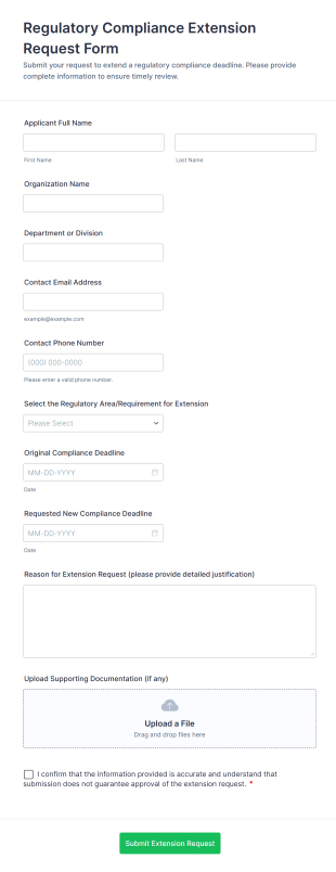 Regulatory Compliance Extension Request Form Template