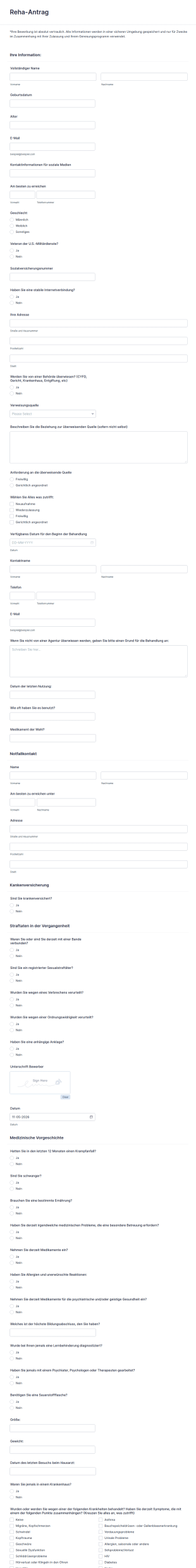Reha Antragsformular