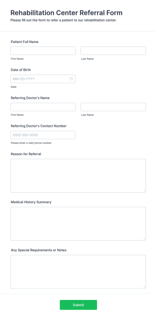Rehabilitation Center Referral Form Template