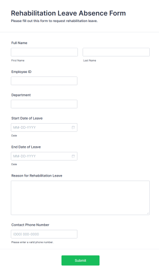 Rehabilitation Leave Absence Form Template