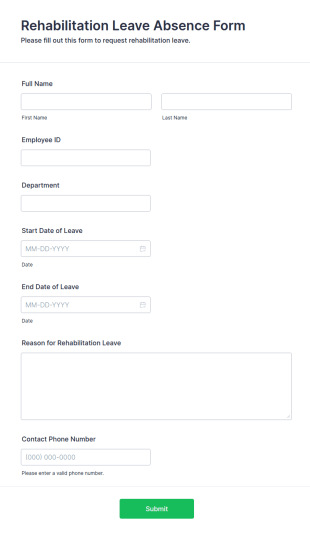 Rehabilitation Leave Absence Form Template