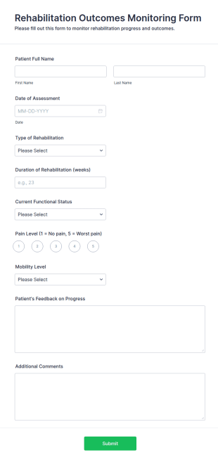 Rehabilitation Outcomes Monitoring Form Template