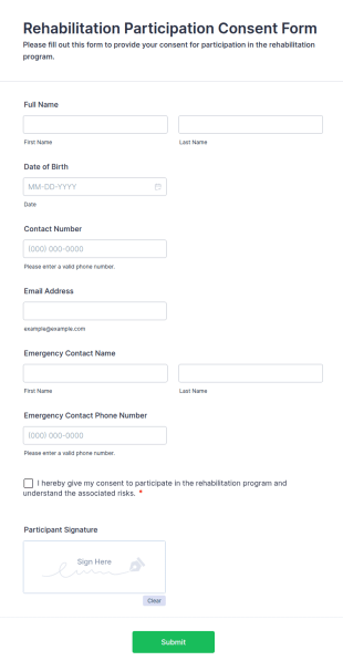 Rehabilitation Participation Consent Form Template