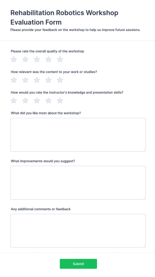 Rehabilitation Robotics Workshop Evaluation Form Template