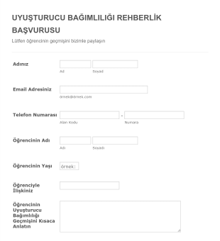 Rehberlik Kayıt Form Şablonu
