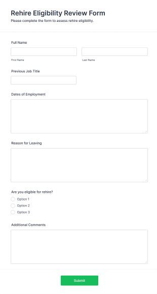 Rehire Eligibility Review Form Template