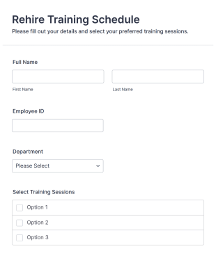 Rehire Training Schedule Form Template
