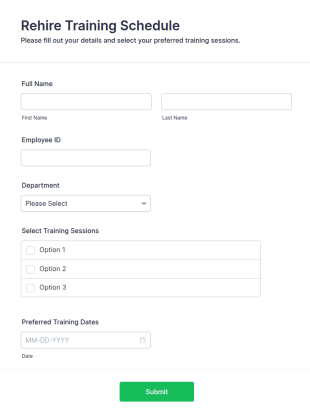 Rehire Training Schedule Form Template
