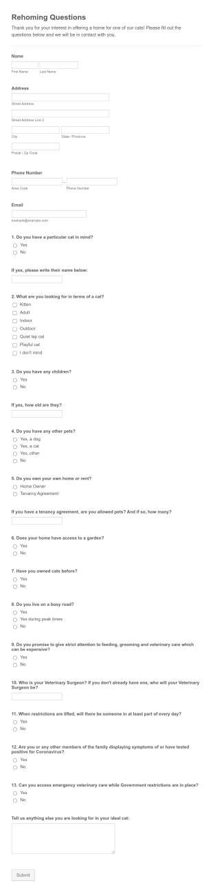 Rehoming Form Template