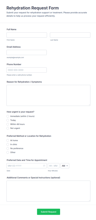 Rehydration Request Form Template