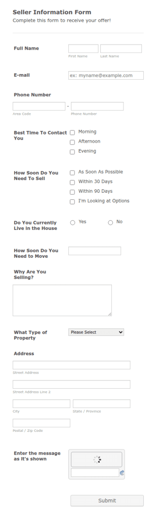 Seller Information Form Template