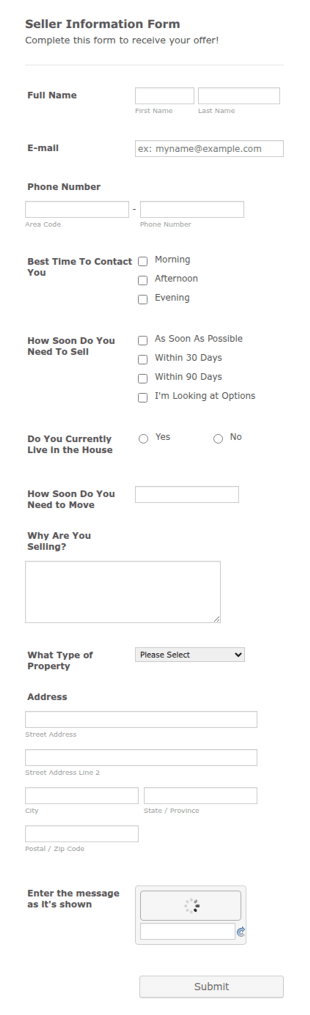 Seller Information Form Template