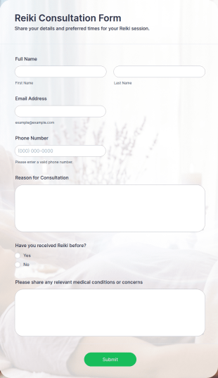 Reiki Consultation Form Template