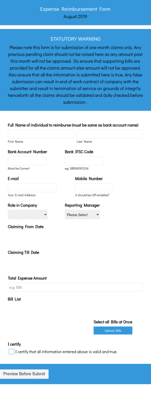 Reimbursement Form Team