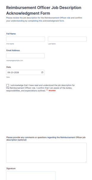 Reimbursement Officer Job Description Acknowledgment Form Template