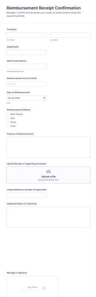 Reimbursement Receipt Confirmation Form Template
