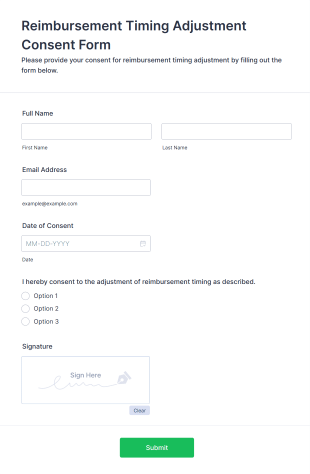 Reimbursement Timing Adjustment Consent Form Template