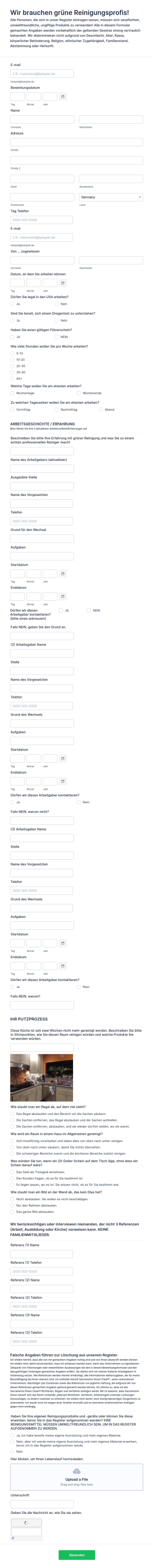 Reinigungsjob Bewerbung