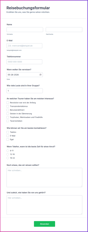 Reisebuchungsformular