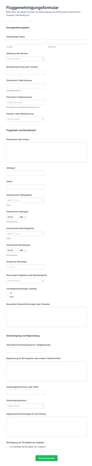 Reisegenehmigungsformular ✈️📝