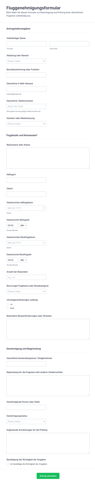 Reisegenehmigungsformular ✈️📝