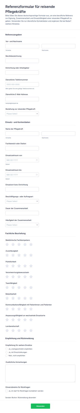 Reisepfleger Referenzformular