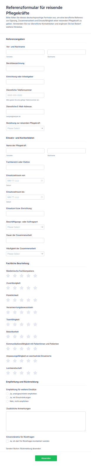 Reisepfleger Referenzformular
