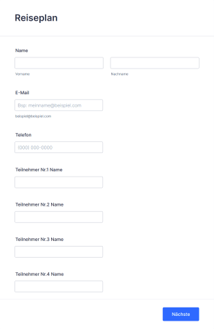 Reiseplan Formular Form Template