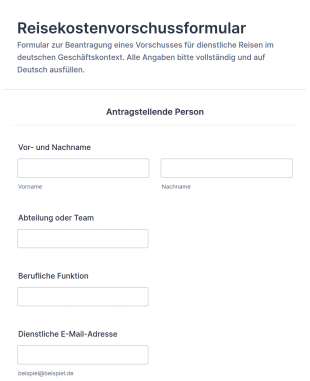 Reisevorschussantrag Formular ✈️