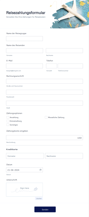 Reisezahlungsformular
