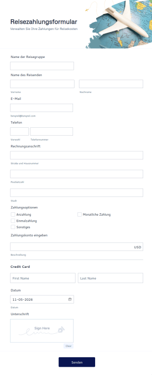 Reisezahlungsformular