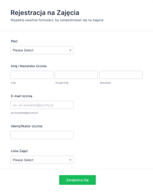 Rejestracja Na Zajęcia Form Template