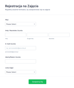 Rejestracja Na Zajęcia