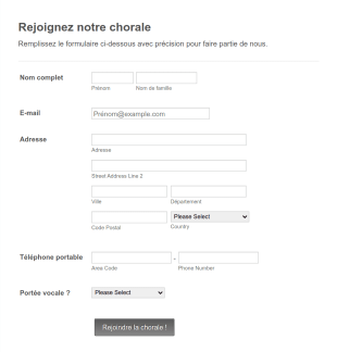 Rejoignez Notre Chorale Form Template