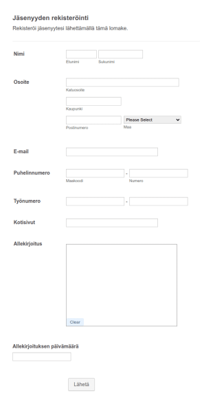 Rekisteröitymiskaavake