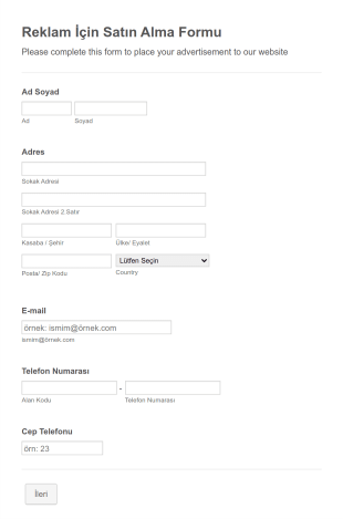 Reklam Afişi Talep Form Template