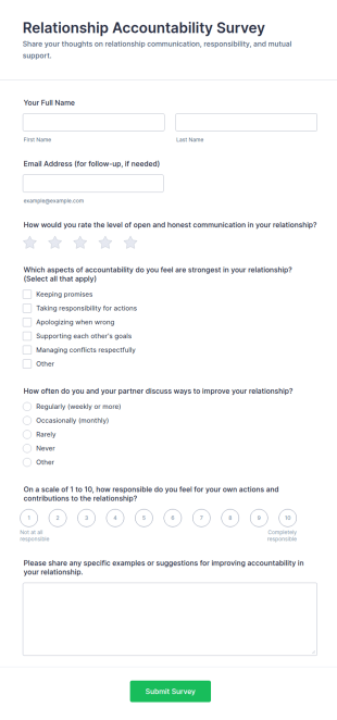 Relationship Accountability Survey Form Template