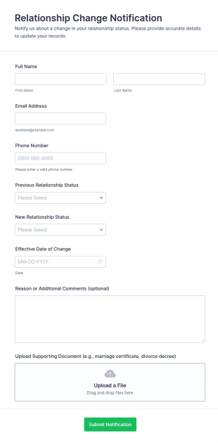 Relationship Change Notification Form Template