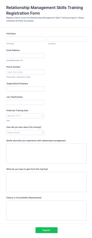 Relationship Management Skills Training Registration Form Template